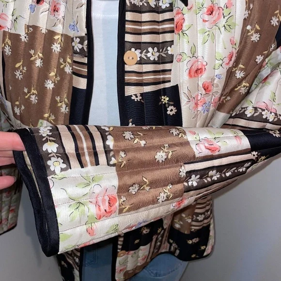 Silkland jacket patchwork silk multicolor floral medium petite - Picture 3 of 4